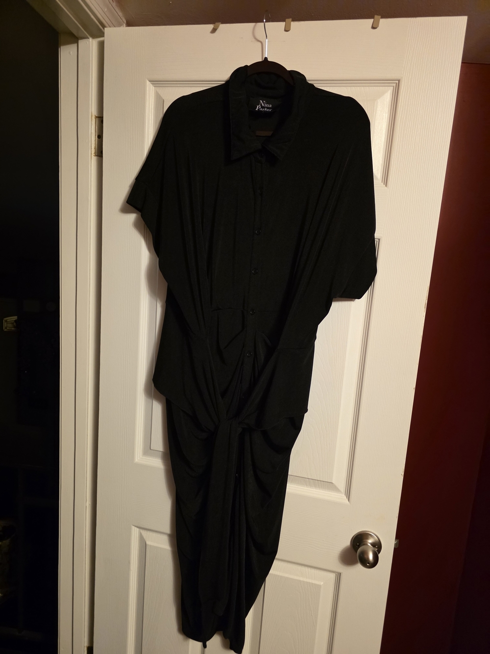 Nina Parker Black Midi Dress with Front Twist